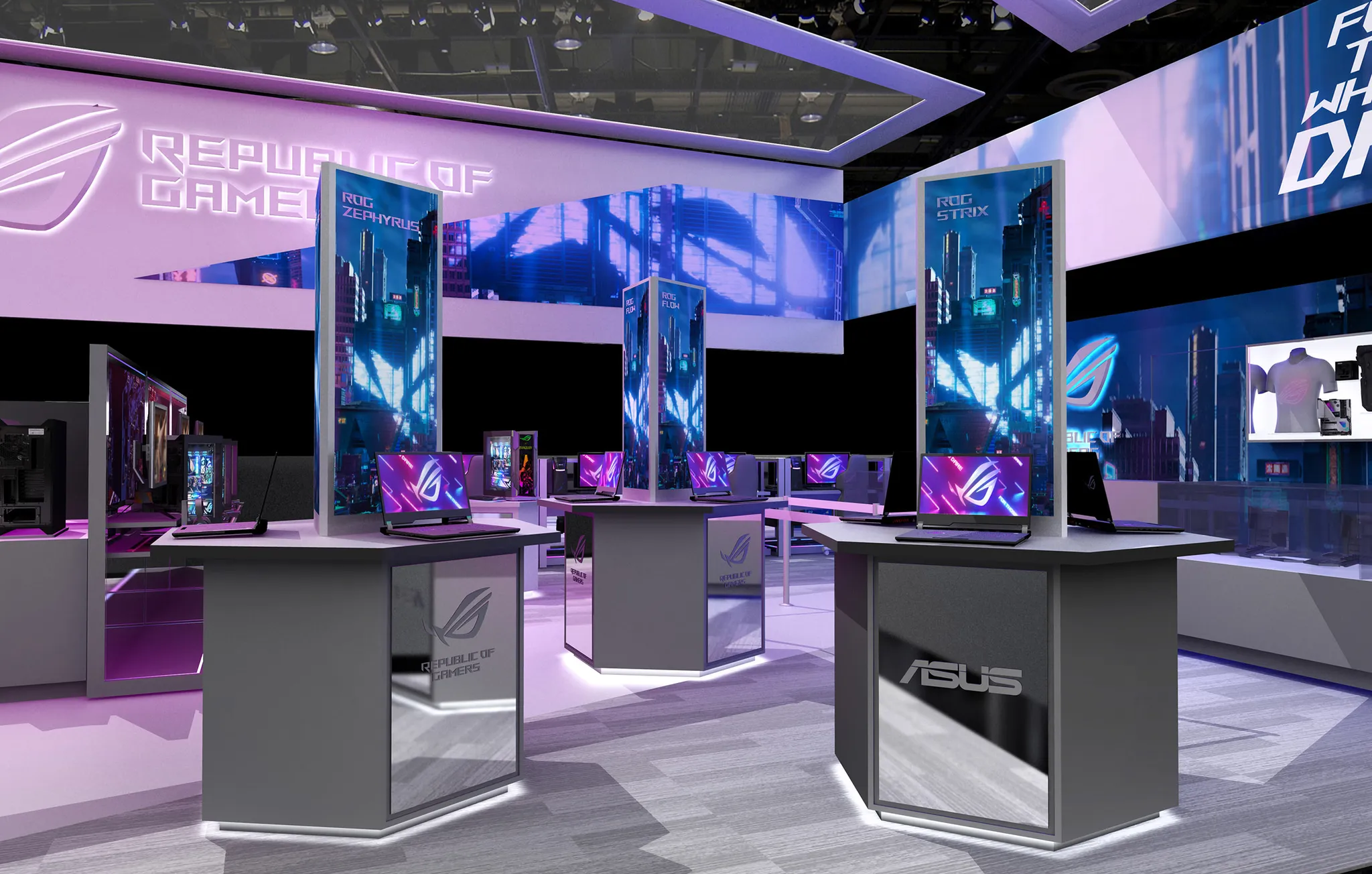 30x50 Island booth design by Reaction Space